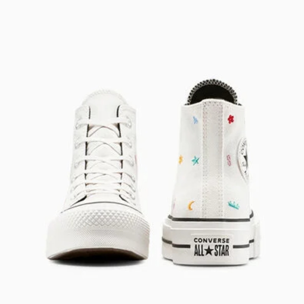 Converse White High-Top Platform Sneakers with Small Colorful Motifs - Picture 2 of 6